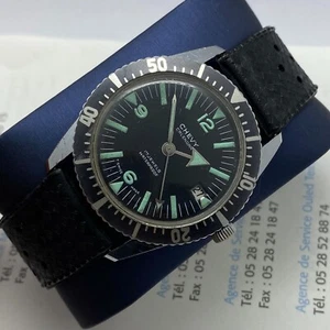 Skin Diver Vintage CHEVY Manual Winding Black Dial Rare Vintage Watch 1970s - Picture 1 of 23