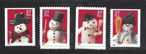 US Scott # 3684 - 3687 / Christmas Snowmen 2002 Set of 4 Singles MNH - Picture 1 of 1
