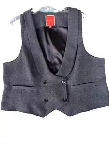 Vintage ModCloth Wool Blend Lined Womens 2X Gray Double Breasted Vest Waistcoat - Picture 1 of 10