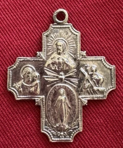 Vintage Sterlingsilber Anhänger Vier-Wege-Kreuz 1 3/8"H -P19 - Bild 1 von 4