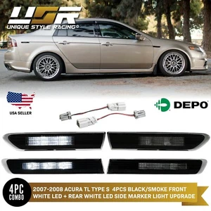 Plug & Play White LED Smoke Side Marker Light For 07-08 Acura TL **Type S Only** - Picture 1 of 12