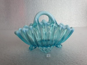 Antique Blue Pearline Pressed Glass Basket (6) - Davidson Rd.130643 - Picture 1 of 23
