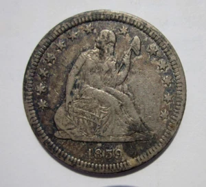 1859-O LIBERTY SEATED QUARTER 25c COIN NEW ORLEANS MINT NICE RARE BETTER DATE - Picture 1 of 2