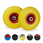 2 x sack cart wheel complete tires 3.00-4 PU solid rubber tires replacement tires yellow-red