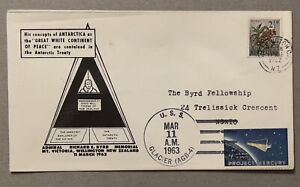 1963 BYRD ANTARCTICA NEW ZEALAND COVER TO USS GLACIER IN TRANSIT FOR A YEAR