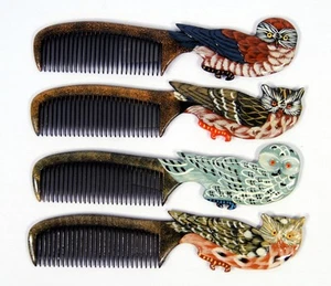 Großhandelspackung handbemalt sortiert Eule Vogel Kamm (12er Set) T58O - Bild 1 von 1