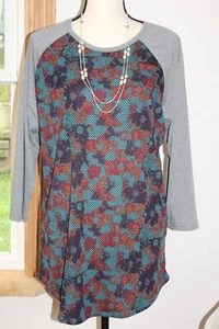 LuLaRoe Top Randy Tee-Shirt ~ Unisex ~ Knit ~ Raglan Mid-Length Sleeves ~ Sz 2XL - Picture 1 of 1