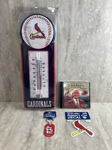 St Louis Cardinals Thermometer, 1 Key Chain, 1 Cardinal Decal & Jack Buck CD - Picture 1 of 9