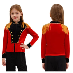 Kids Girls Coat Costume Outerwear Band Jacket Ringmaster Uniform Circus Velvet - Picture 1 of 55