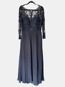 Morilee Madeline Gardner Elegant Grey Dress Size 14 Sequins Mother of the Bride - Picture 1 of 11