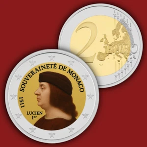 Moneda MONACO LUCIEN 1 2 Euros Color UNC Color - Imagen 1 de 1