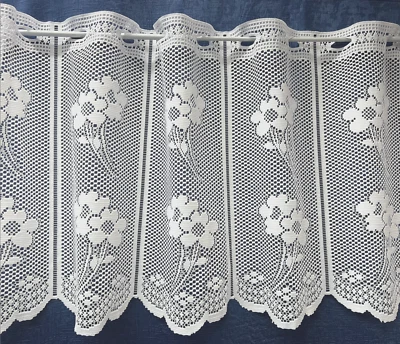 Daisy WHITE LACE CAFE NET CURTAIN - SOLD PER METER - FREE POSTAGE- - Image 1 of 4