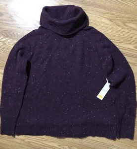 NEW C&C California Wool Knit Turtleneck Sweater Large Dark Purple NWT - Picture 1 of 11