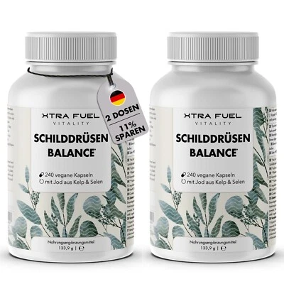 XTRA FUEL Schilddrüsen Balance - Thyro Komplex - Formel mit Kelp, Thymian & Selen, 2 Dosen