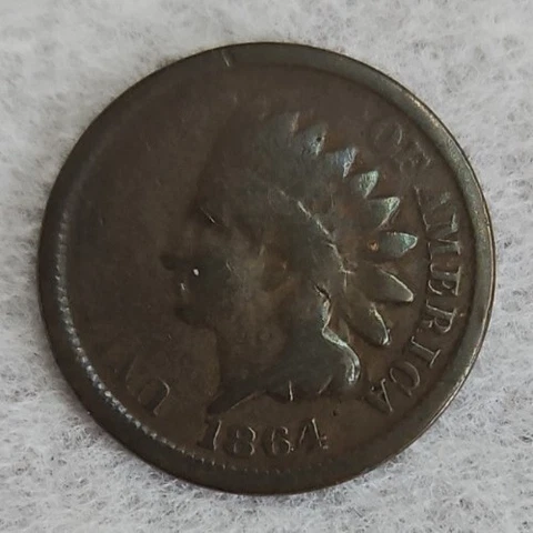 1864 Indian Head Cent Semi Key Date -Cool Rainbow Toning Cover