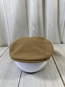 VTG Kangol Wool Newsboy Driving Cabbie Hat Mens Large Tan Light Brown Casual - Picture 1 of 13