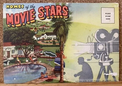 VINTAGE 1940s MAPS TO THE STARS POSTCARD FOLDER HOLLYWOOD HOMES UNUSED EXC!!! - Image 1 of 4