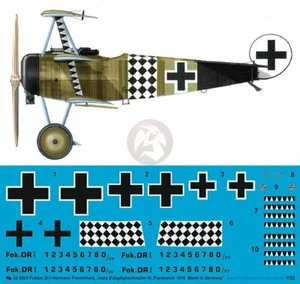 Peddinghaus 1/32 Fokker Dr.I Markings Hermann Fromörder Jasta 2 Halluin-Ost 3825 - Imagen 1 de 1