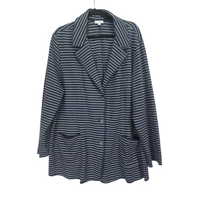 Chaqueta Blazer J. Jill Tejida a Rayas Talla 3X Náutica Corpcore Carrera Oficina Capa Foto 1 de 4