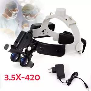 Dental 3.5x Surgical Binocular Loupes Medical Headband Magnifier LED Headlight - Picture 1 of 31