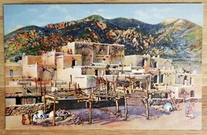 Taos Indianer Pueblo New Mexico NM Postkarte PC 1940er Curteich unbenutzt - Bild 1 von 1