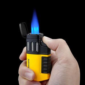 Jet Torch Lighter Strong 4 Flame Butane Refillable Cigarette Lighter with Punch - Picture 1 of 14