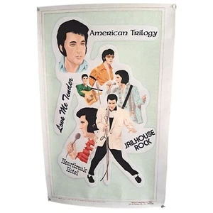 Elvis Presley Tapestry VTG 1978 Boxcar Felt Wall Hanging 20x34 American Trilogy - Picture 1 of 9