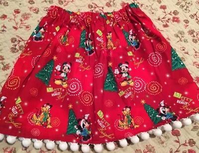 ¡NUEVO! Niñas Falda Roja Navidad con Mickey & Friends y Pompón Ribete Talla 5-6 Foto 1 de 3