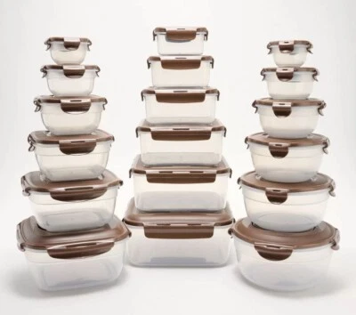 LocknLock 18 peças conjunto de armazenamento vários tamanhos e formas, aninhável, marrom chocolate K92659 - Imagem 1 de 2