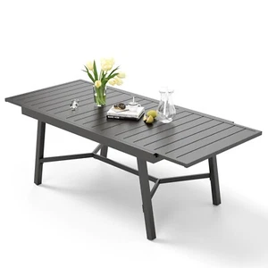 Patio Expandable Dining Metal Rectangular Table for 6-8 Person Garden Heavy Duty - Picture 1 of 9