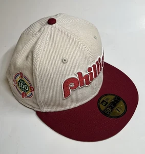 New Era Philadelphia Phillies 59Fifty Corduroy Hat 7-5/8 1883-1983 100th Aniv. - Picture 1 of 7