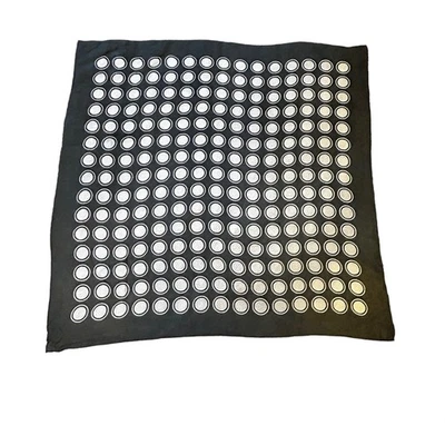 Vintage Scarf  Pearl Crepe Rayon Japan Swirl Circles Hand Rolled  - Image 1 of 4