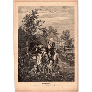 Der Geschichtenerzähler Märchenerzählerin Julius Adam 1892 Kupferstich V1-3 - Bild 1 von 2