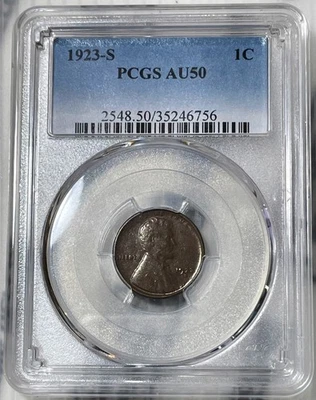 1923-S Lincoln Wheat Cent PCGS AU50 - Image 1 of 4