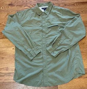 Camisa para hombre ExOfficio manga larga exterior forrada de malla ventilada verde talla L usada en excelente estado - Imagen 1 de 6