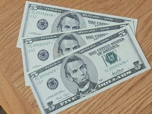 2001 $5 STAR NOTE LOT SAN FRANCISCO DISTRICT UNC/GEM #CL05052406*- CL05052408* - Picture 1 of 5