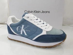 Women's Calvin Klein Jeans Cayle 5 Logo Lace Up Sneakers Light Blue Size 7.5 - Picture 1 of 7