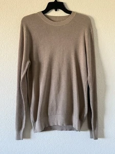 New! Kenneth Cole Men’s Crew Neck Sweater Medium Cotton Blend Beige Dune Heather - Picture 1 of 8