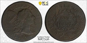 1796 Liberty Cap LARGE CENT *PCGS Fine* S-91,R-3 *FAST FREE SHIPPING! - Picture 1 of 1