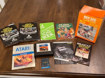 Atari 2600 VCS Indy 500 Game Box, Log book, Pole Position, Galaxian Manual +more - Image 1 of 4