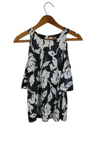 International Concepts Women's M Blue & White Floral Short Cold Shoulder Sleeve - Picture 1 of 10