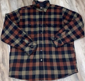 LL Bean Wollhemd Jacke kariert Shacket Stepp Thermo Taschen Druckknopf Gr. L - Bild 1 von 24