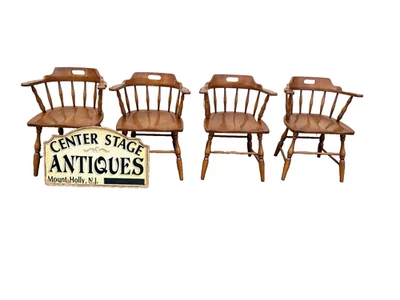 67120 Set 4 Solid Maple Dining Armchair s Chair s - Image 1 of 4