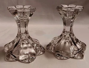 Set of 2 Vintage Elegant Cut Glass CANDLE HOLDERS - Picture 1 of 5
