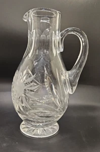 Vintage clear Crystal cut glass water jug pitcher sunflower design - Picture 1 of 7