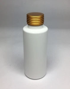 50ml PET Plastic White Cylindrical Bottle & Gold Grooved Screw On Cap ANY AMOUNT - Picture 1 of 1