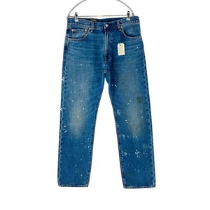 Levi's Premium 551 Z Mens Blue 1961 Relaxed Fit Hemp Blend Stained Jeans W29 L32 - Picture 1 of 18