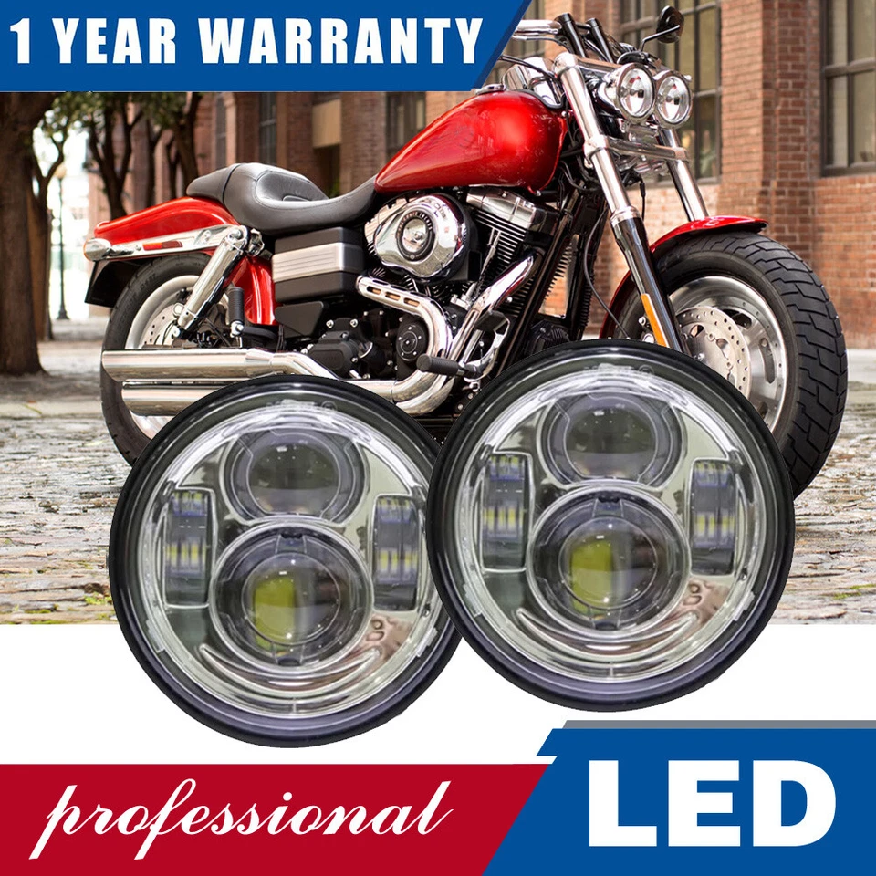 适用于 2008 - 17 Harley Davidson Fat Bob FXDF 4.65 英寸 LED 双投影仪前灯 — 第 1/4 张图片