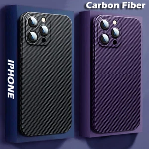 Shockproof Case For iPhone 15 14 Pro Max 13 12 11 XR Slim Carbon Fiber HardCover - Picture 1 of 20