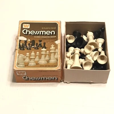 1974 Chessman Chess Game Vintage Black White 32 Pieces # 4690 - Image 1 of 4